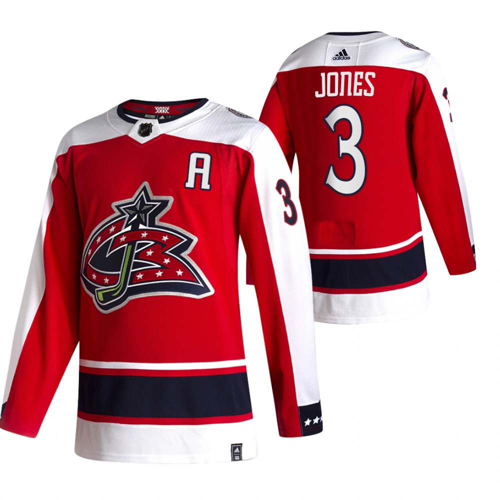 2021 Adidias Columbus Blue Jackets #3 Seth Jones Red Men Reverse Retro Alternate NHL Jersey